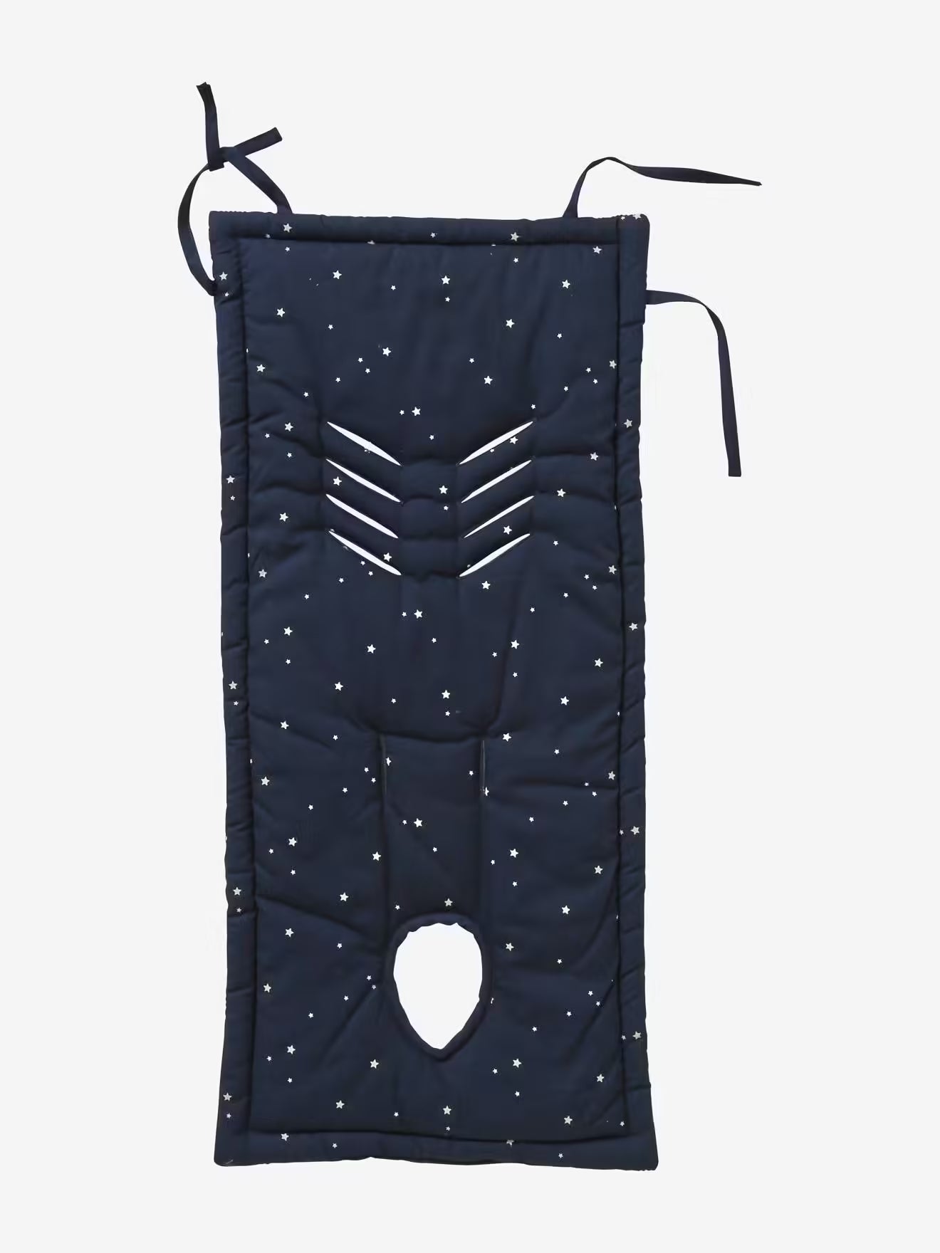 Reversible Pushchair Seat Liner – Padded Stroller Cushion with Star Print – Navy