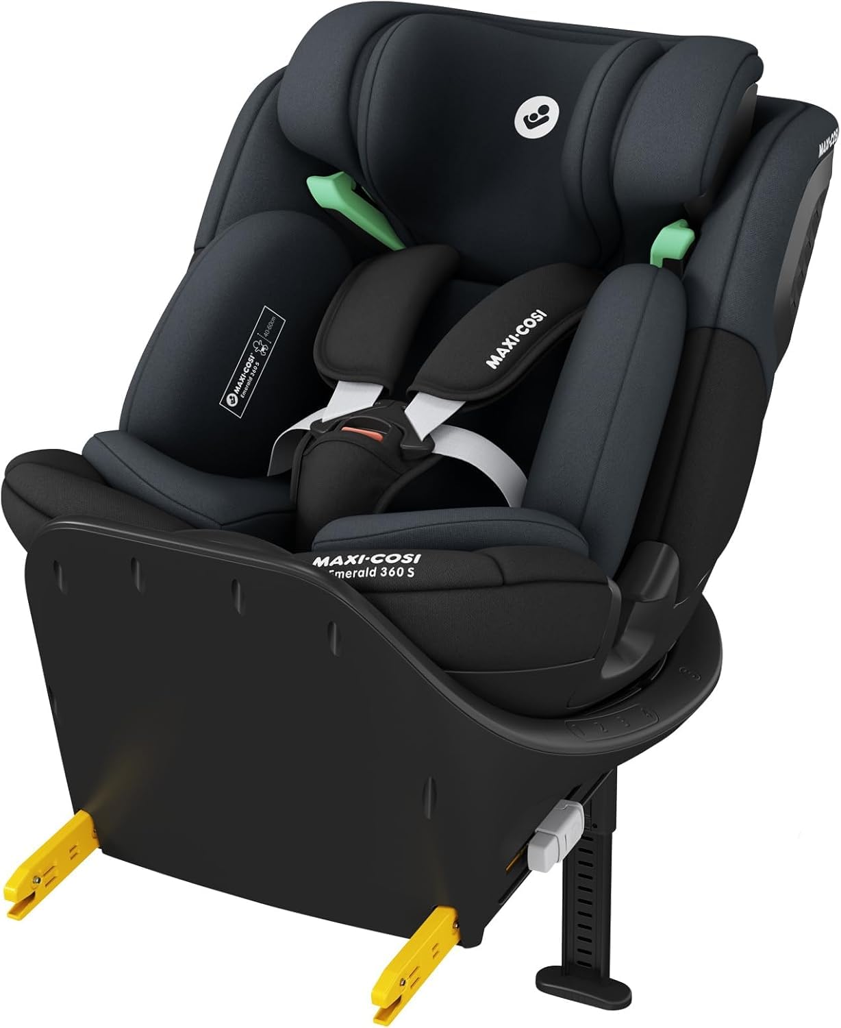 Maxi-Cosi Emerald S i-Size 360 Swivel Baby Car Seat, Isofix 0–12 Years, Rear-Facing, 4 Recline Positions, G-Cell Protection – Tonal Black