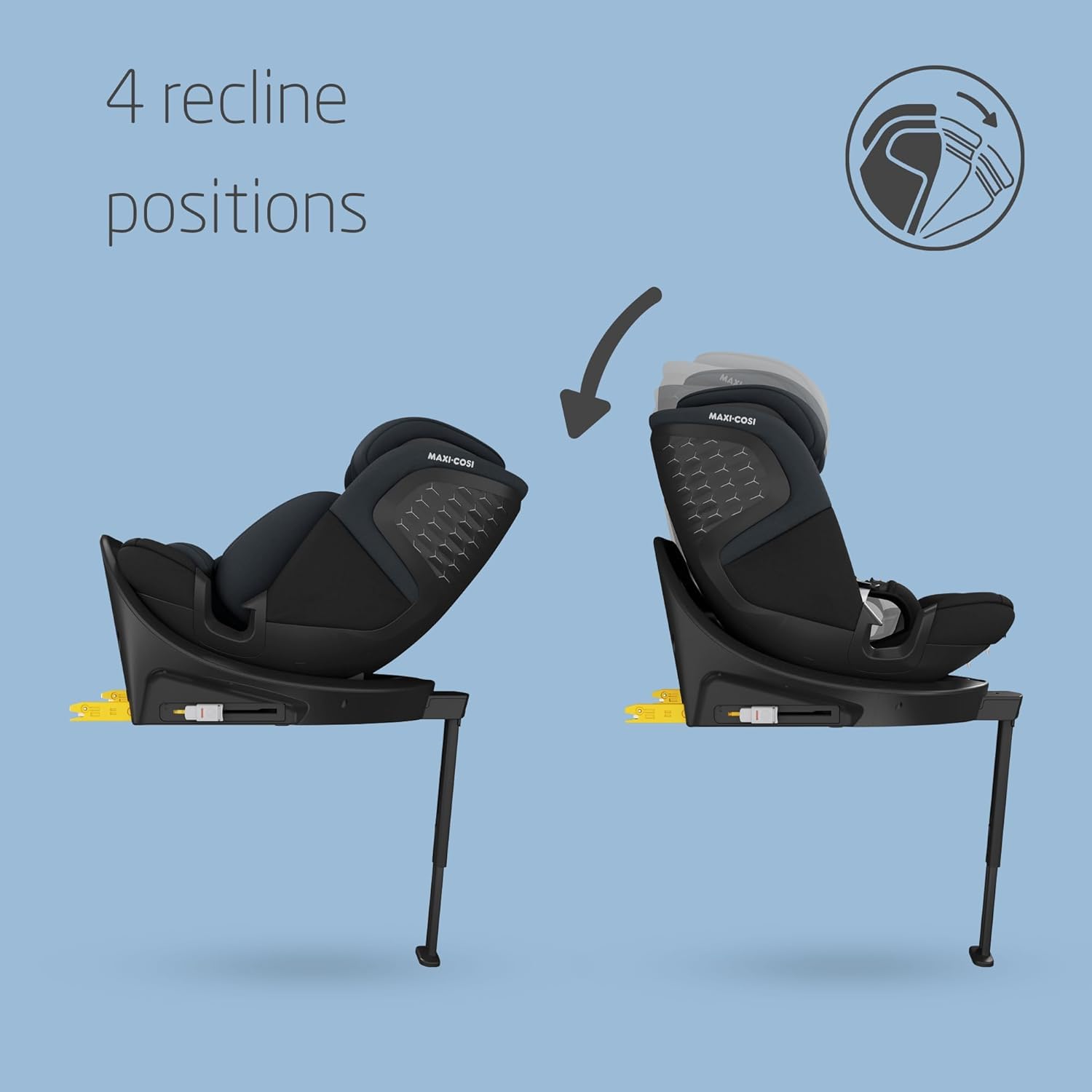 Maxi-Cosi Emerald S i-Size 360 Swivel Baby Car Seat, Isofix 0–12 Years, Rear-Facing, 4 Recline Positions, G-Cell Protection – Tonal Black