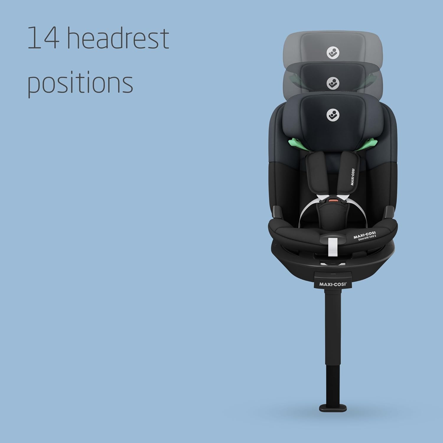 Maxi-Cosi Emerald S i-Size 360 Swivel Baby Car Seat, Isofix 0–12 Years, Rear-Facing, 4 Recline Positions, G-Cell Protection – Tonal Black