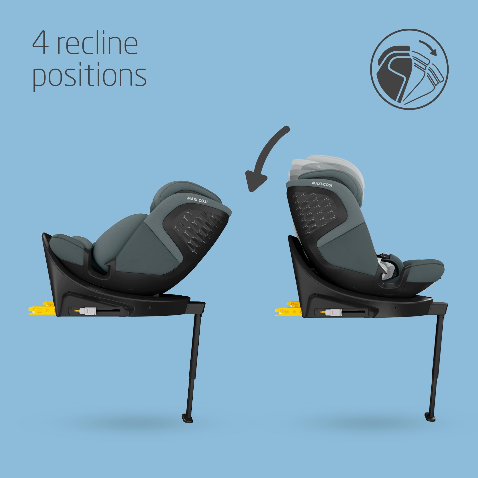 Maxi-Cosi Emerald S i-Size 360 Swivel Car Seat, Isofix Multi-Age 0–12 Years, Rear-Facing with 4 Recline Positions & G-Cell Protection – Tonal Graphite